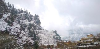 Snow laden solang valley