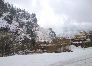 Snow laden solang valley